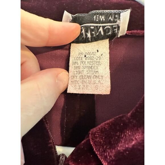 Vintage 90s Womens Dark Academia Whimsigoth Burgundy Velvet Collared Dress 6 - Picture 4 of 7